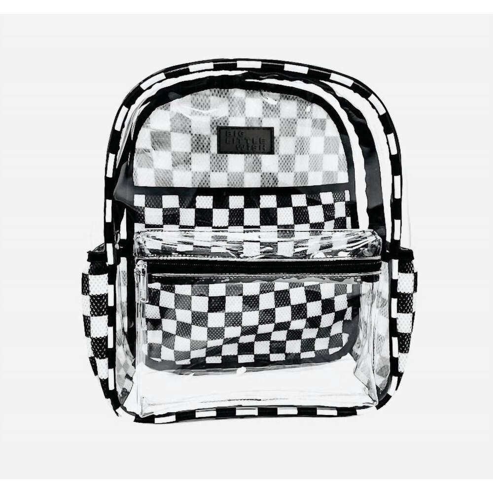 NEW BIG LITTLE WISH kid's checkered backpack in clear